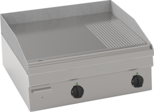 KBS Elektro-Grillplatte glatt/gerillt hartverchromt matt geb. 2 Heizzonen Tischgerät