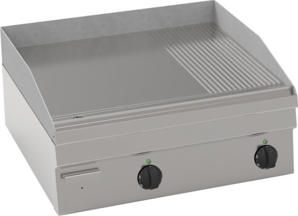KBS Elektro-Grillplatte glatt/gerillt hartverchromt matt geb. 2 Heizzonen Tischgerät