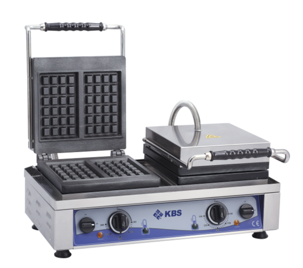 KBS Waffeleisen mit 2 festen Backplatten für 4x Waffeln 8x16x1,5cm – Bild 2