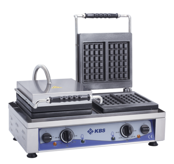 KBS Waffeleisen mit 2 festen Backplatten für 4x Waffeln 8x16x1,5cm – Bild 3