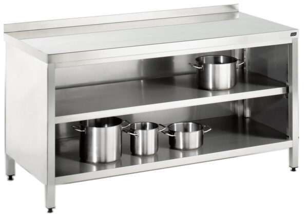GGG Arbeitsschrank offen 2500x600x850 I Edelstahl I mit Aufkantung ASO256A