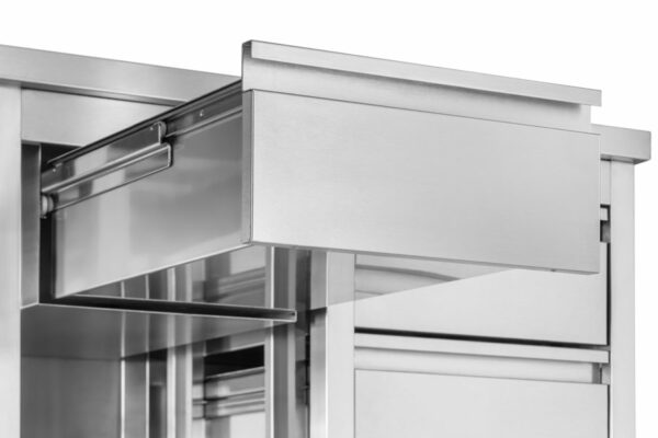 GGG Arbeitstisch mit Schubladenblock 2900x700x850,ATGSRL297A Edelstahl I mit Aufkantung – Bild 3