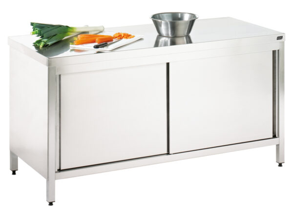 GGG Arbeitsschrank mit Schiebetüren 1300x800x850 I Edelstahl ATS138