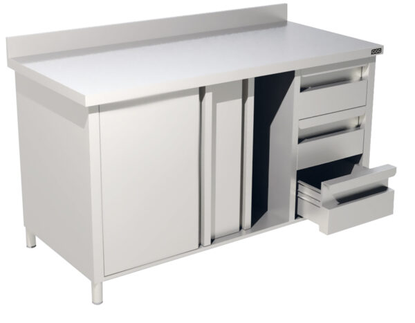 GGG Arbeitsschrank mit Schubladenblock Serie Standard I Bautiefe 700 mm I Breite 1800 mm I GG1227
