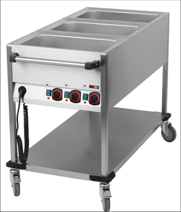 A&S Gastro Bain-Marie-Wagen-Fahrbar 3x GN 1/1 BMPK-3120