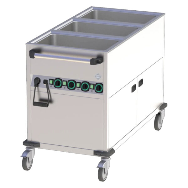 A&S Gastro Bain-Marie-Wagen-Fahrbar 3x GN 1/1 BMPK-3120-CSH