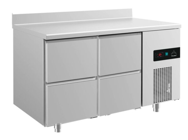 A&S Gastro Kühltisch -2 bis +8°C 1400x700x850mm mit 2x zwei Schubladen u. Aufkantung KT2ZZA