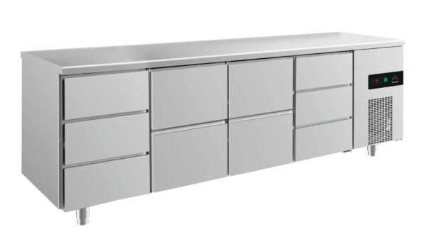 A&S Gastro Kühltisch -2 bis +8°C 2330x700x850mm mit 2x zwei Schubladen und 2x drei Schubladen KT4DZZD