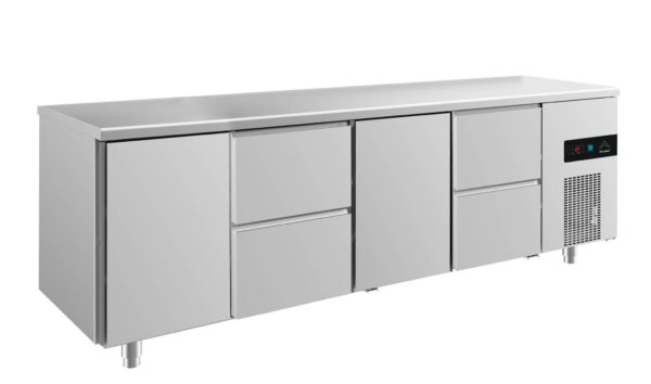 A&S Gastro Kühltisch -2 bis +8°C 2330x700x850mm mit 2x Türen und 2x zwei Schubladen KT4TZTZ