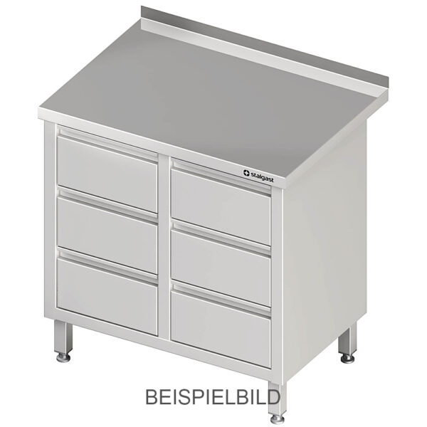 Stalgast Schubladenschrank mit 2x3 Schubladen, 840x600x850 mm, ohne Aufkantung, verschweißt