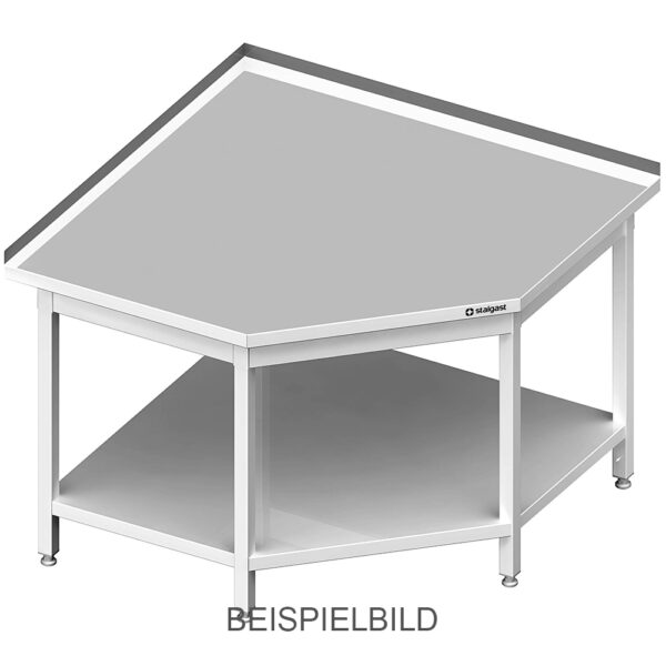 Stalgast Eckarbeitstisch mit Grundboden, 1200x1200x850 mm (Anbau: 700/700 mm), ohne Aufkantung, verschweißt