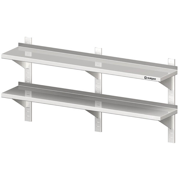 Stalgast Doppel-Wandbord mit Konsolen, und Wandschienen, 1600x300x660 mm, höhenverstellbar, verschweißt