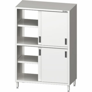 Stalgast Durchreiche-Hochschrank mit Schiebetüren, 2 Schränken mit je 1 höhenverstellbarem Einlegeboden, 800x600x1800 mm (BxTxH)