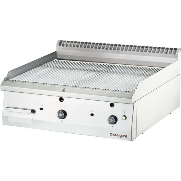 Stalgast Gas-Griddleplatte, verchromt als Tischgerät, Serie 700 ND - gerillt 800x700x250 mm (BxTxH)