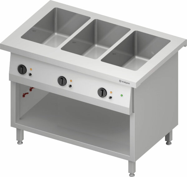 Stalgast Bain-Marie-Station "Free Flow" 3x GN1/1-Becken, 1132x750x880 mm Edelstahlabdeckung