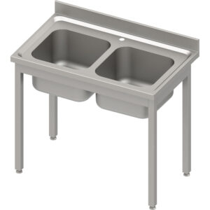 Stalgast Spültisch ECO ohne Grundboden 1000x600x850 mm, mit zwei Becken und Aufkantung, Selbstmontage (AISI201)