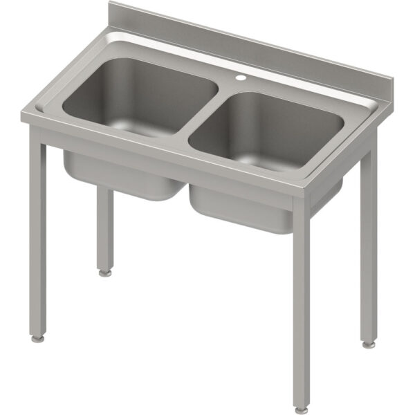 Stalgast Spültisch ECO ohne Grundboden 1000x600x850 mm, mit zwei Becken und Aufkantung, Selbstmontage (AISI201)