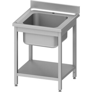 Stalgast Spültisch ECO mit Grundboden 600x600x850 mm, mit einem Becken, mit Aufkantung, Selbstmontage (AISI201)