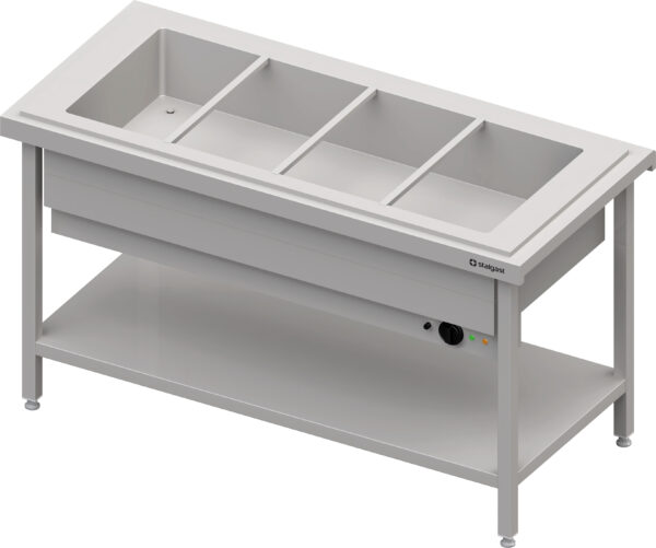 Stalgast Warmausgabe mit einem Bain-Marie-Becken 4x GN1/1, 1570x750x880, Granitabdeckung "Standard G1"