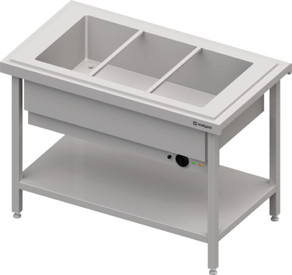 Stalgast Warmausgabe mit einem Bain-Marie-Becken 3x GN1/1, 1245x750x880, Granitabdeckung "Standard G1"