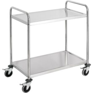 Stalgast Servierwagen aus Edelstahl, mit zwei Borden, 845 x 525 x 940 mm (BxTxH)