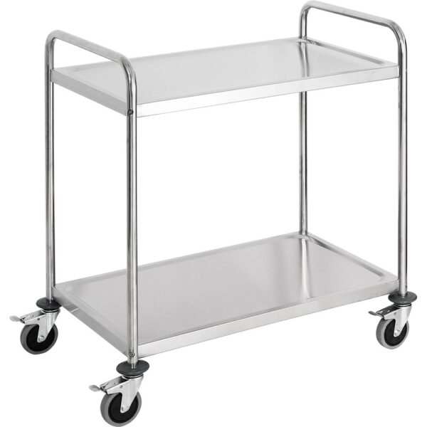 Stalgast Servierwagen aus Edelstahl, mit zwei Borden, 845 x 525 x 940 mm (BxTxH)