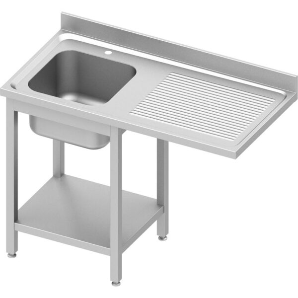 Stalgast Spültisch ECO mit Grundboden und Überstand 1400x700x900 mm, mit einem Becken links, mit Aufkantung, Selbstmontage (AISI201)