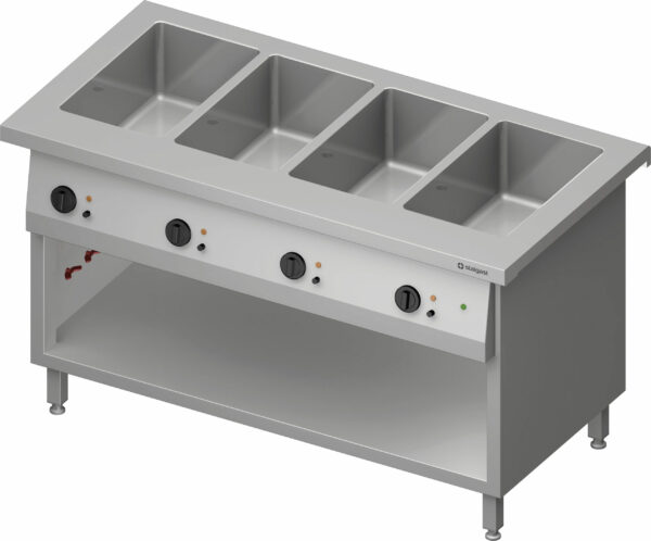 Stalgast Bain-Marie-Station "Free Flow" 4x GN1/1-Becken, 1465x750x880 mm Edelstahlabdeckung