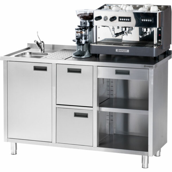 Stalgast Arbeitstisch für Kaffeemaschine, mit Aufkantung, 1500 x 700 x 1000 mm (BxTxH) – Bild 2