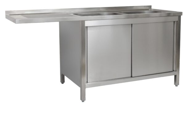 A&S Gastro Spülzentrum 1500 x 600 x 850 mm 2 Becken rechts    
600 mm Tiefe SPSCHZ1562BR