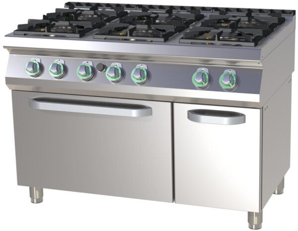 A&S Gastro Thermik Serie 700 I Gasherd mit Elektro-Backofen I SPT-780/21GE SPT-7120/21GE