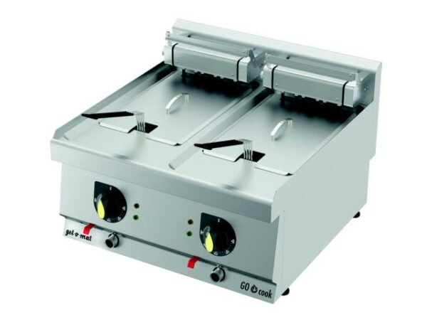 GO Cook Elektro Fritteuse Serie 600, 60 Cm, 2 Becken 12 Liter 18,0 Kw