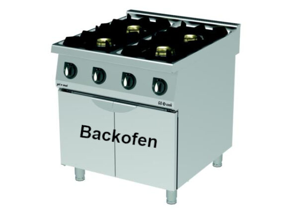 GO Cook Gasherd Serie 700, 80 Cm, 4 Flammen Mit Gas Backofen 39,0 Kw