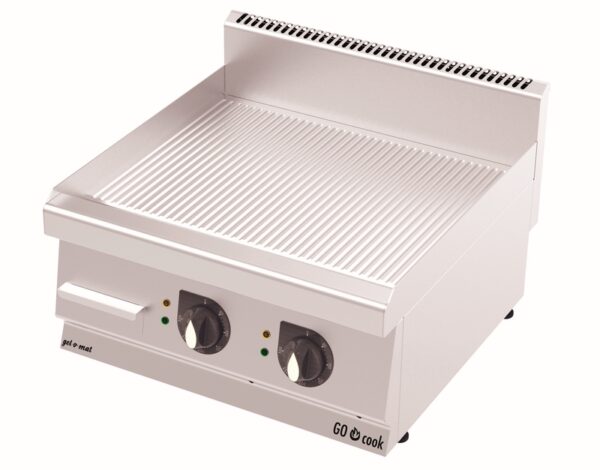 Gelomat Elektro Griddle-Platte Serie 600, 60 Cm Edelstahl Gerillt