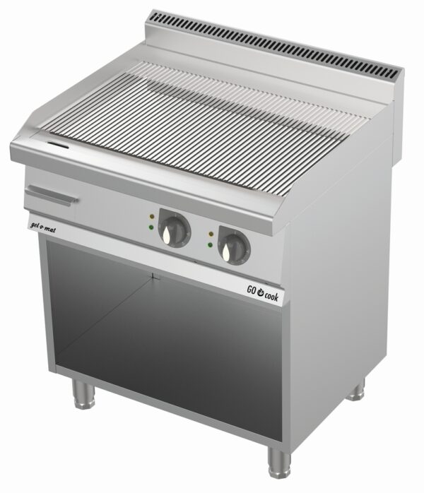 GO Cook Elektro Grillplatte Serie 700, 80 Cm Mit Unterbau Hart-Verchromt Gerillt