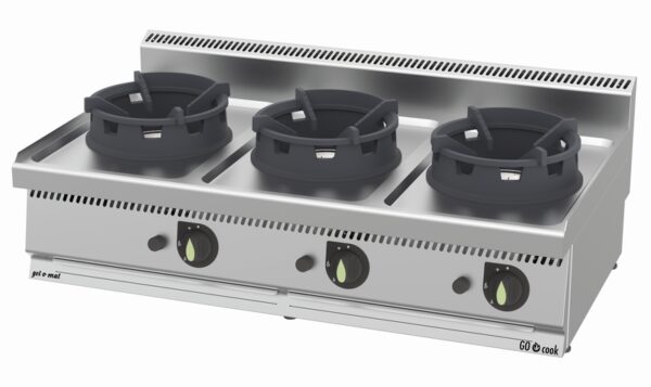 Gelomat Gas Wok-Herd Serie 700, 3 Brenner, 120 Cm Mit Unterbau31,5 Kw