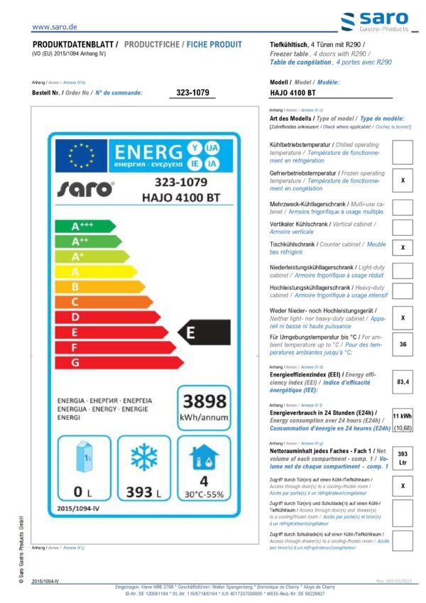 SARO Tiefkühltisch, 4 Türen, 
Modell HAJO 4100 BT – Bild 4