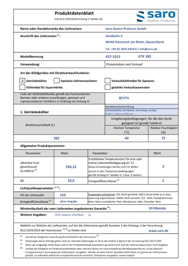 SARO Getränkekühlschrank mit Werbetafel, 
Modell GTK 382 – Bild 4