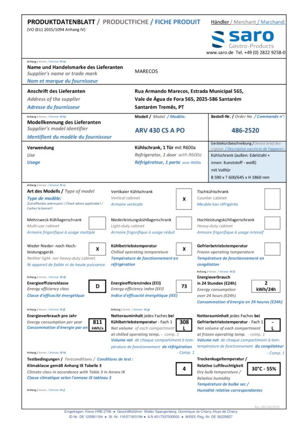SARO Kühlschrank 
Modell ARV 430 CS A PO – Bild 4
