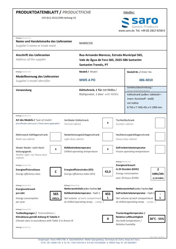 SARO Kühlschrank Modell MM5 A PO – Bild 4