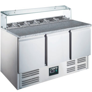 SARO Pizzatisch, 3 Tür., Glasaufsatz, Modell EPS 903 G