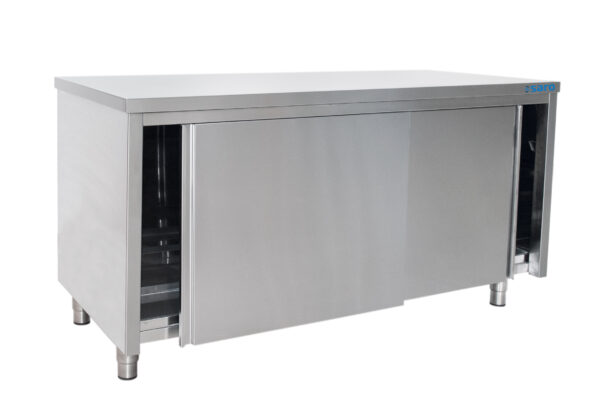 SARO Edelstahlschrank Schiebetür - T 600 x B 1600 mm