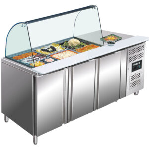 SARO Saladette, 3 Türen, Glasaufsatz, GN 3100 TNS