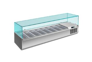 A&S Gastro Pizzakühlaufsatz mit Glasaufsatz 8x 1/3 GN | 1800x335x460 mm