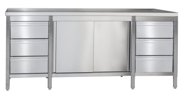 A&S Gastro Arbeitsschrank mit Schubladenblock links & rechts