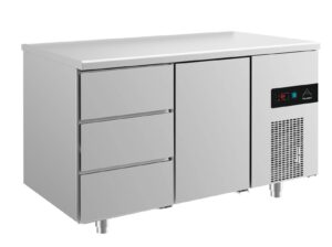 A&S Gastro Kühltisch -2 bis +8°C 1400x700x850mm mit 1x Tür und 1x drei Schubladen