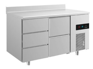 A&S Gastro Kühltisch -2 bis +8°C 1400x700x850mm mit 1x zwei Schubladen und 1x drei Schubladen u. Aufkantung