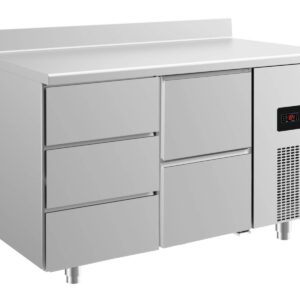 A&S Gastro Kühltisch -2 bis +8°C 1400x700x850mm mit 1x zwei Schubladen und 1x drei Schubladen u. Aufkantung