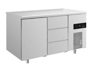 A&S Gastro Kühltisch -2 bis +8°C 1400x700x850mm mit 1x Tür und 1x drei Schubladen