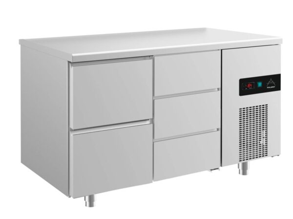A&S Gastro Kühltisch -2 bis +8°C 1400x700x850mm mit 1x zwei Schubladen und 1x drei Schubladen